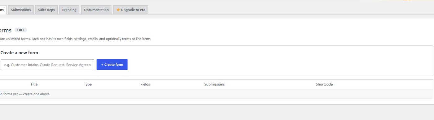 Create unlimited forms — intake, quote requests, service agreements