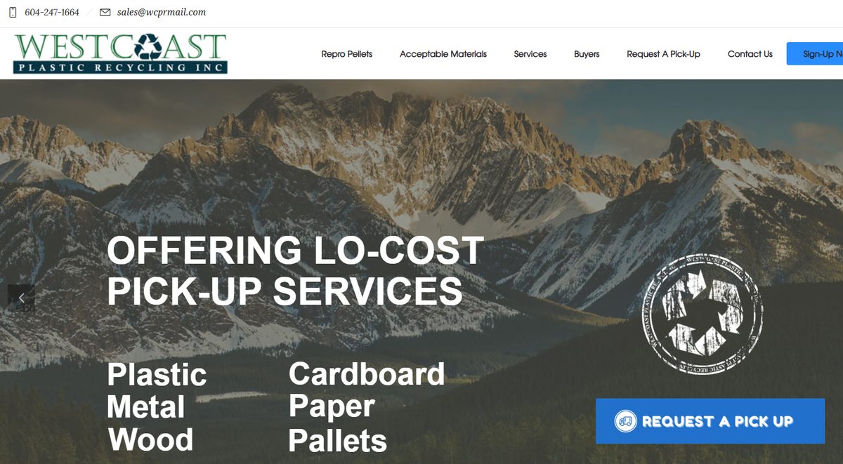 West Coast Plastic Recycling website